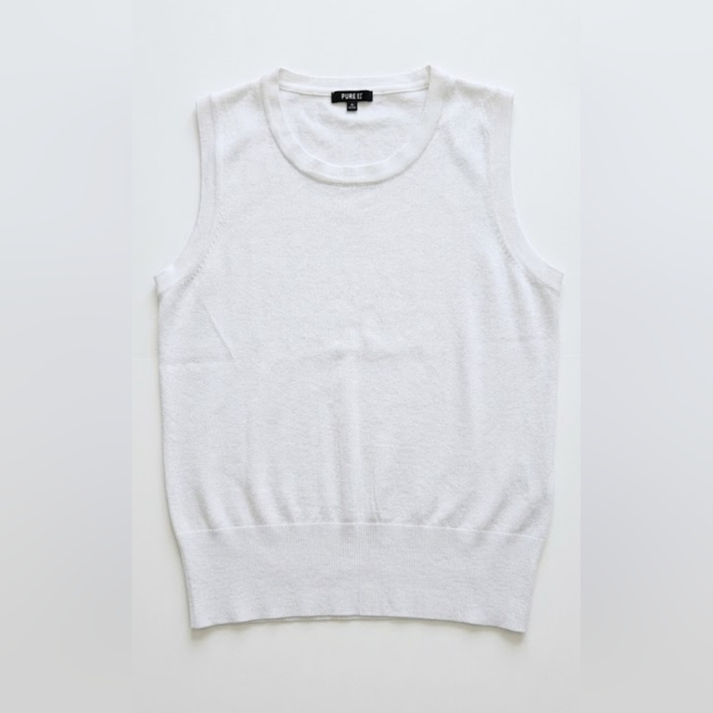Premise White Sleeveless Knit Top Size L Minimalist Workwear Basic.